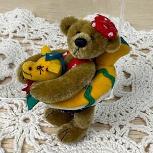 Vintage Mini Dollhouse Little Gem 3" Jointed Teddy Bear Jenny Pool Float Swim